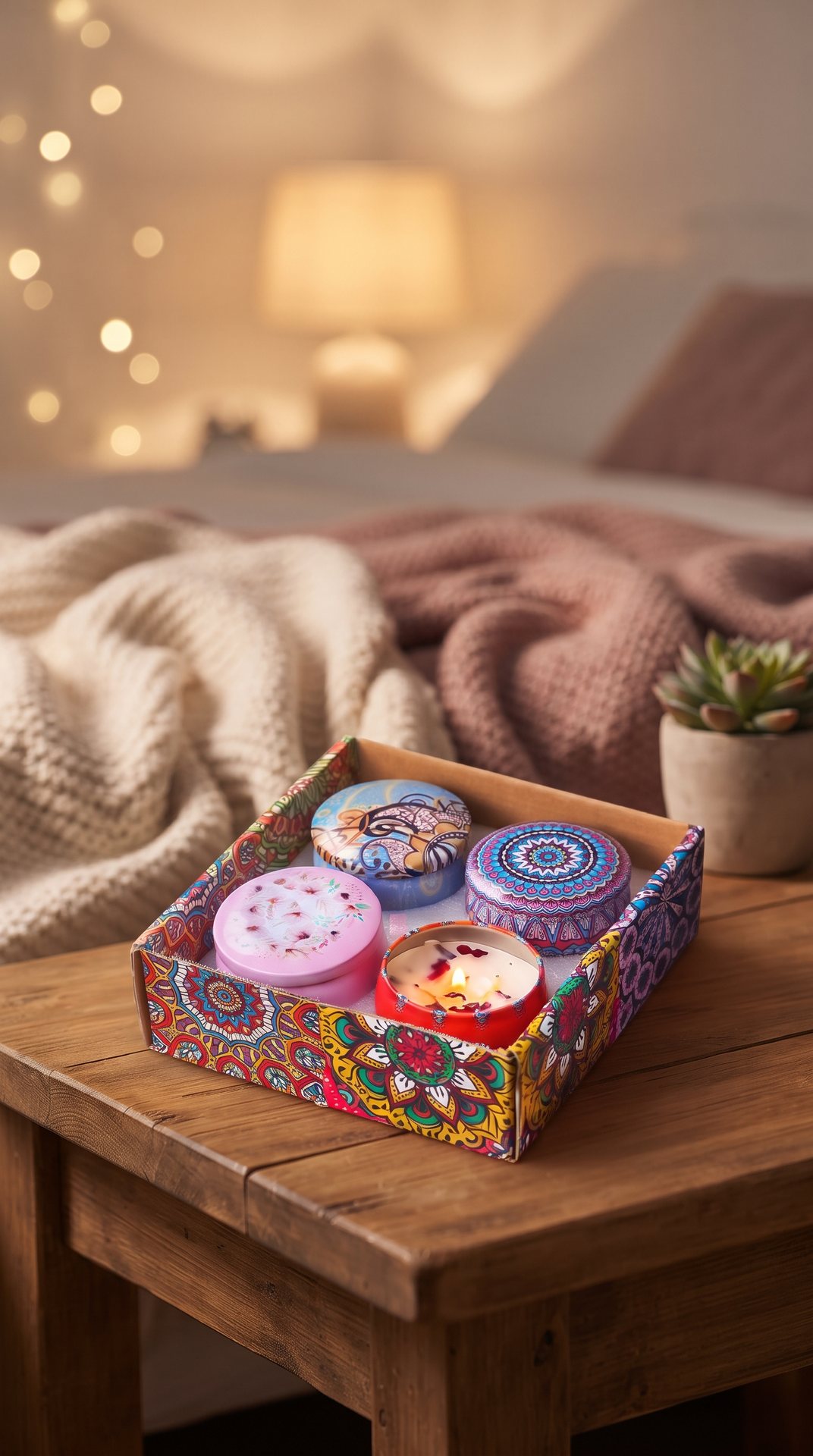 Bougies de soja aux fleurs séchées et cristaux