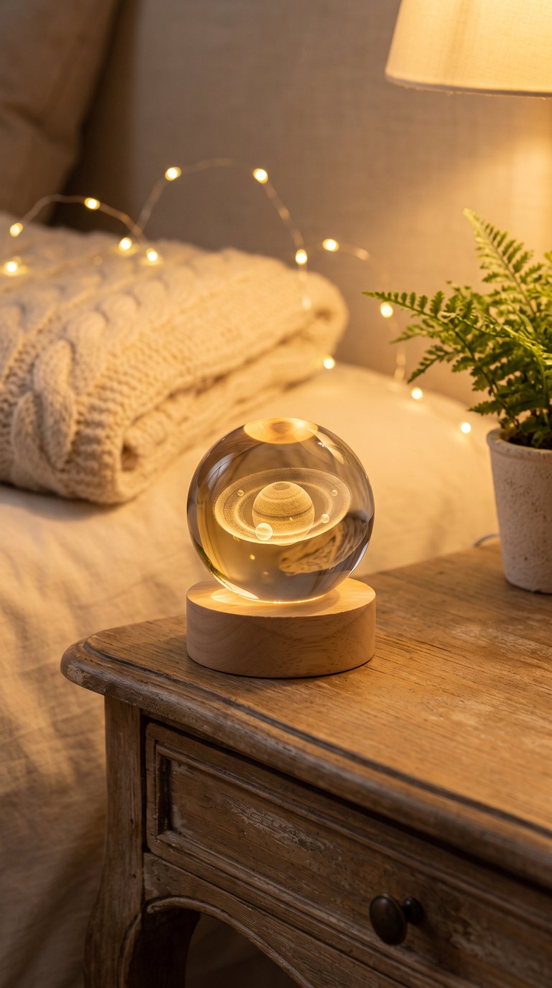 Lampe LED 3D boule de cristal galaxie